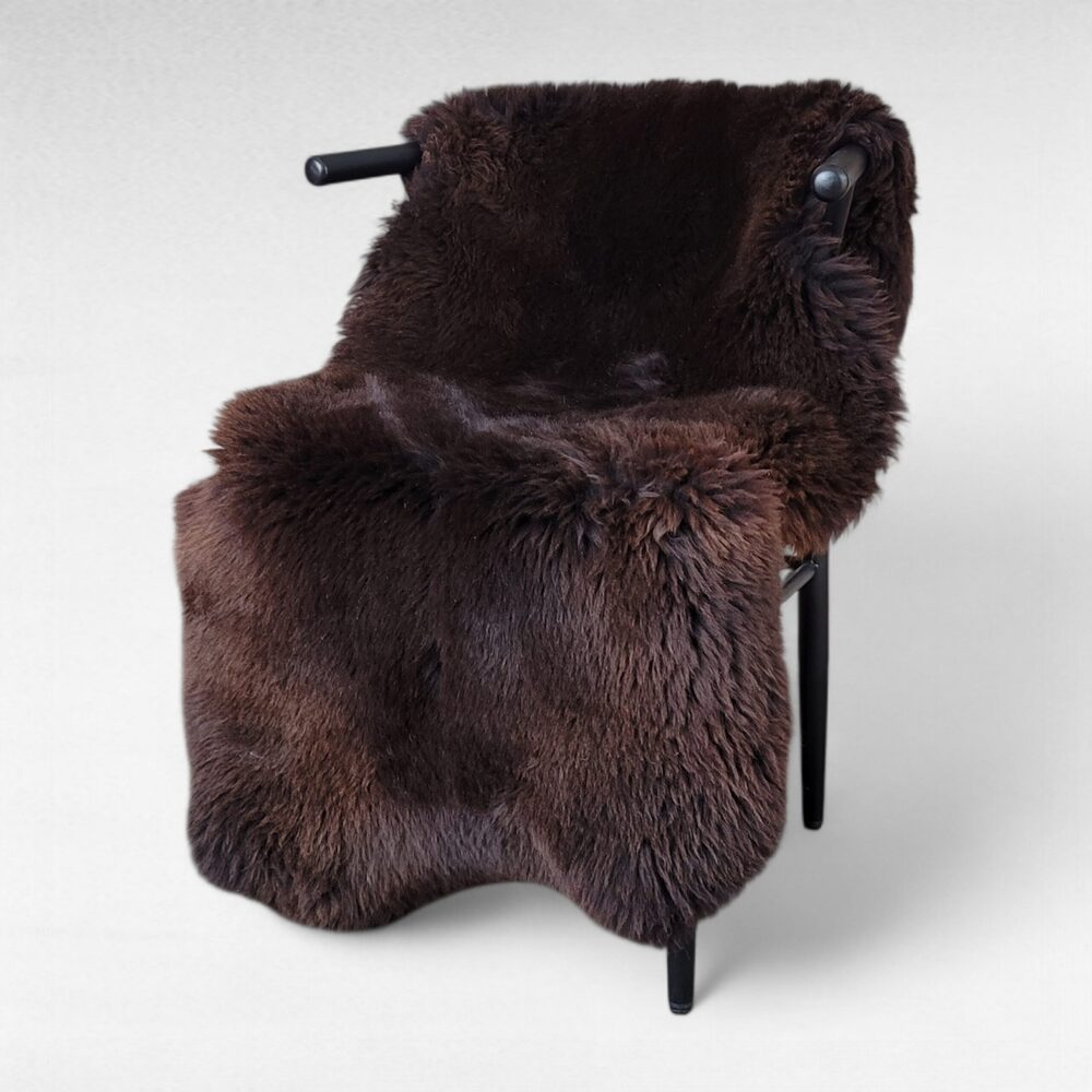 Lush Dark Brown Holland Sheepskin Fur Rug 51" x 31"